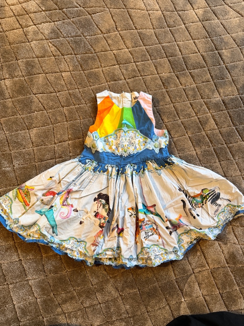 Molo Rainbow Striped Girls' Dress in Bright Multicolor 2/3T